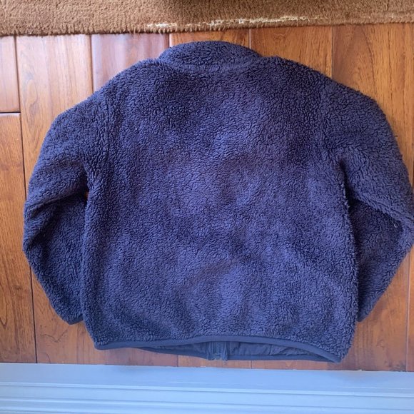 Uniqlo Kids Jacket Unisex 7-8 Blue Fluffy Yarn Fleece Full-Zip Sherpa Cozy Warm - Picture 5 of 5